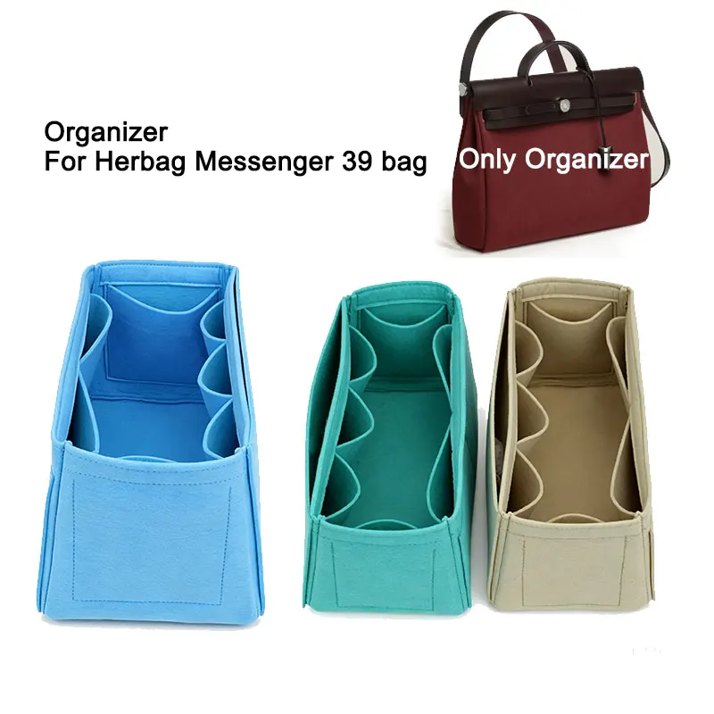 Inner Purse insert Organizer for Herbag Messenger 39 x28x9cm , Felt Bag In Bag Shaper Bag Liner Organiser Divider Protector