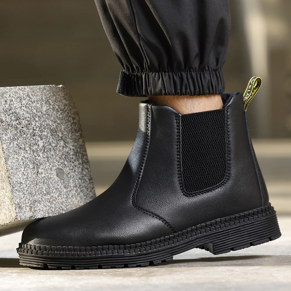 Wasserdichte Sicherheitsstiefel Unzerstörbare Schuhe Herren Arbeitsschuhe Lederstiefel Stahlkappenschuhe Pannensichere Sicherheitsschuhe Rutschfest