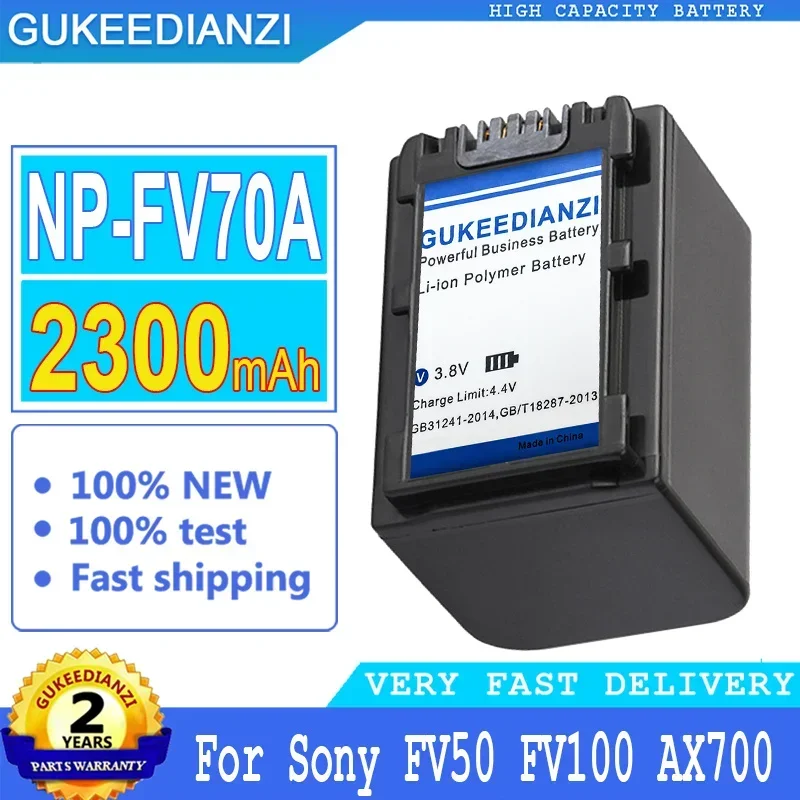 2300mAh GUKEEDIANZI Battery NP-FV70A NPFV70A For Sony FV50 FV50A FV100 AX700 AX45 60 AX100E AXP55 EAX40 Camera Big Power Bateria