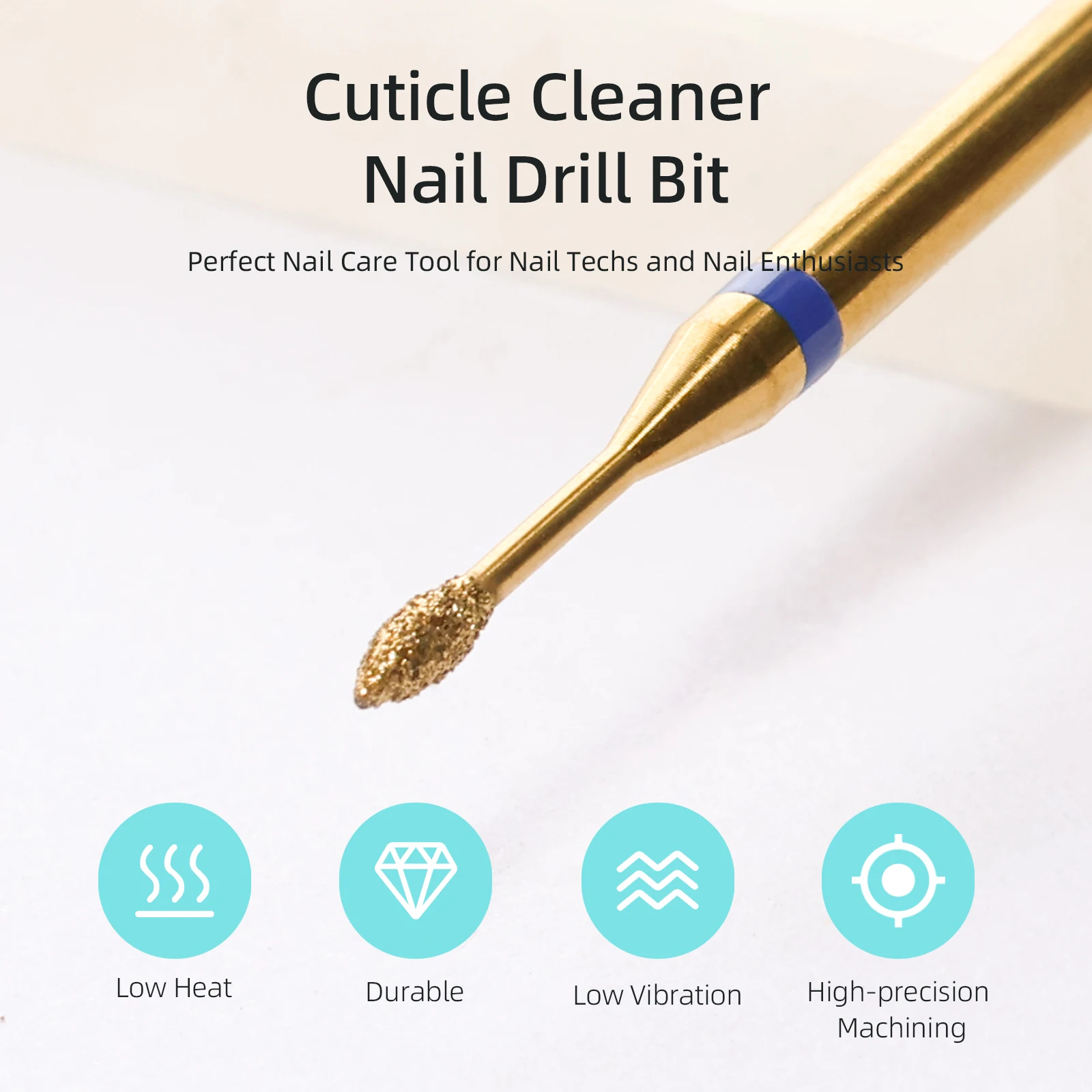 مثقاب أظافر تنظيف لهب صغير 1 مم من HYTOOS، لقم أظافر ماسية روسية من التيتانيوم ملحقات منظف الأظافر للبشرة الميتة