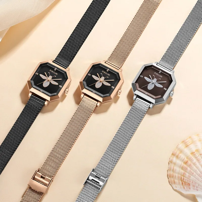 Luxury Women Watch Korean Student Fashion Top Watch Creative Simple Square Lady Quartz Wristwatche Waterproof Mesh Strap Relojes