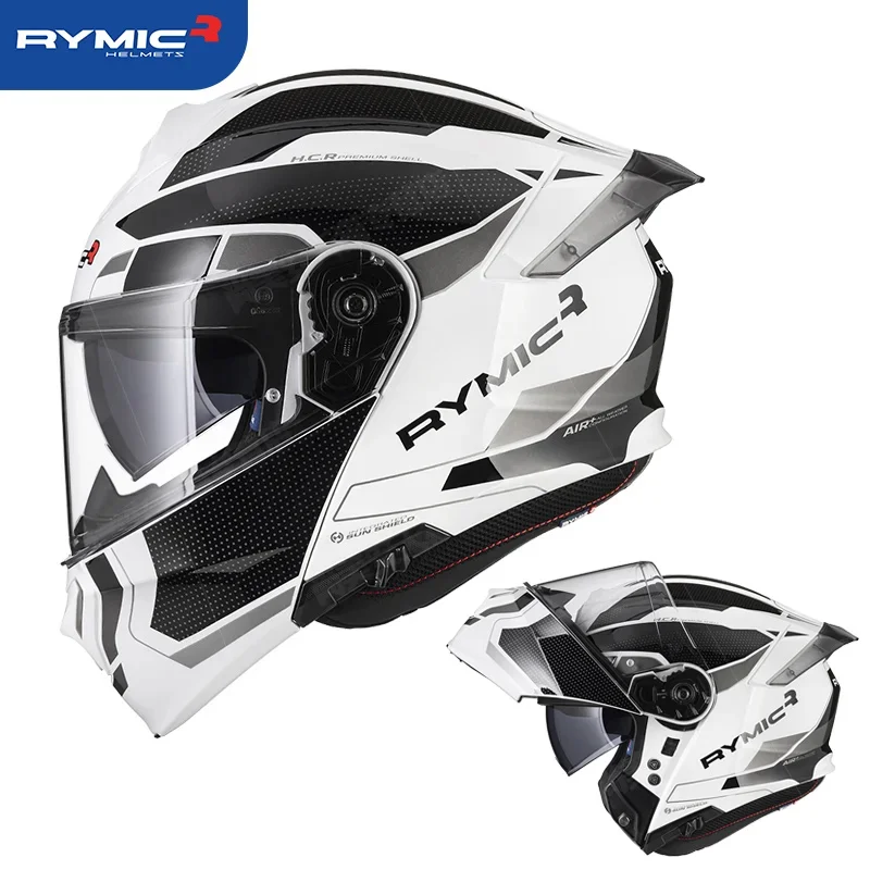 

RYMIC Motorcycle Helmet Flip up Helmet Double Lens Capacete Motocross DOT ECE Certification Casco Racing Anti-Glare 헬맷