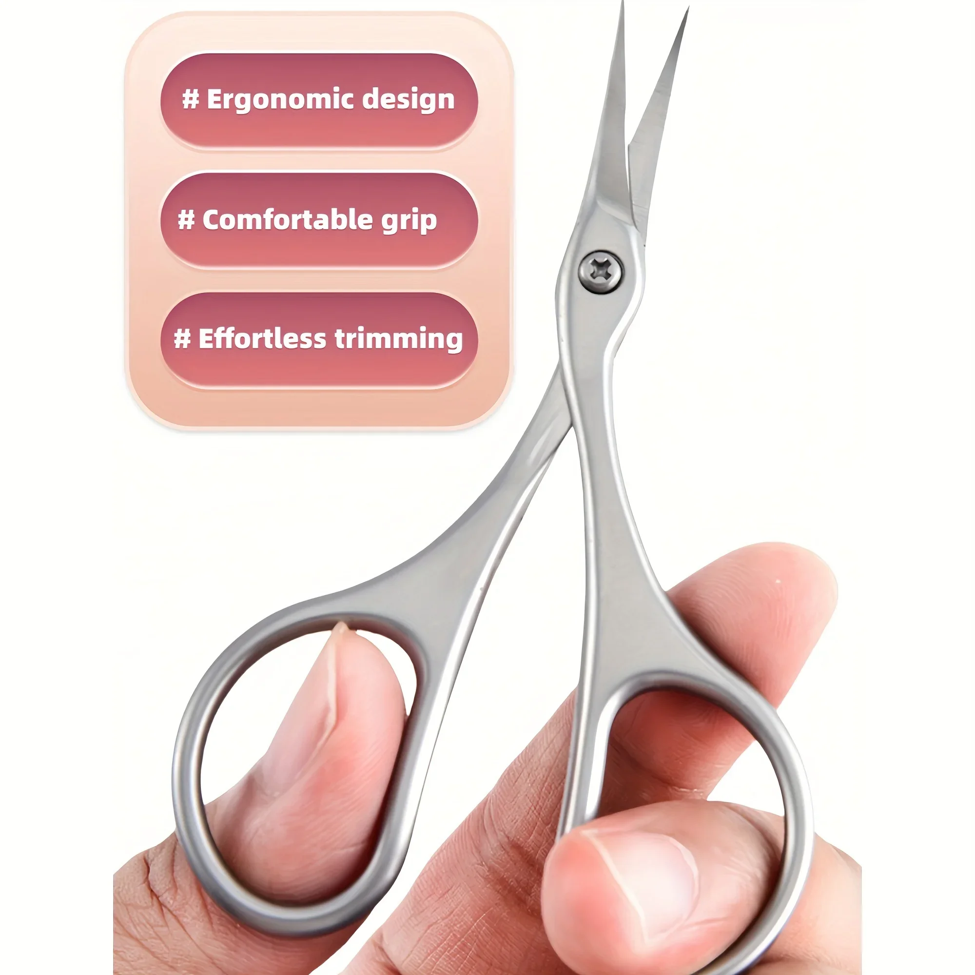 Ciseaux à cuticules en acier inoxydable, lame incurvée, petits ciseaux pour couper les ongles, sourcils, cils, peau sèche, 1 pièce