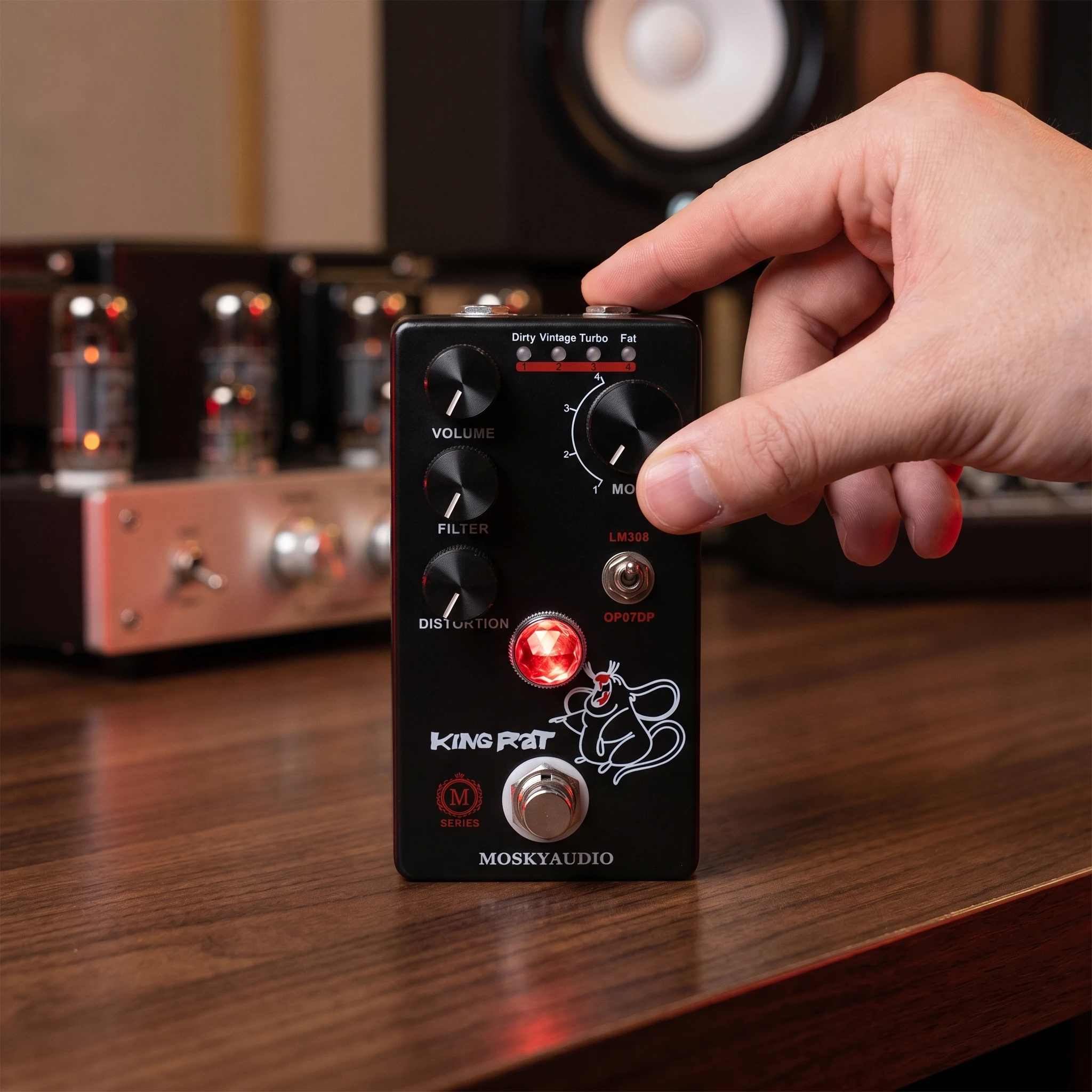 Mosky KING RAT Effects Pedal Distortion Fuzz 4 Mode Buttons True Bypass for Electric Guitar Bass Player Stage Live Performance view 6