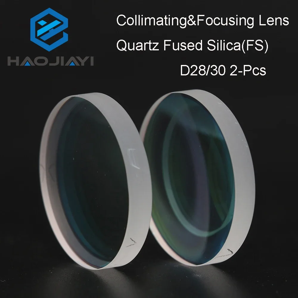 

HAOJIAYI 2pcs Fiber Laser Collimating Lens D28 30mm Quartz Focus Lens 1064nm For WSX Bodor BT240S Laser Cutting Machine