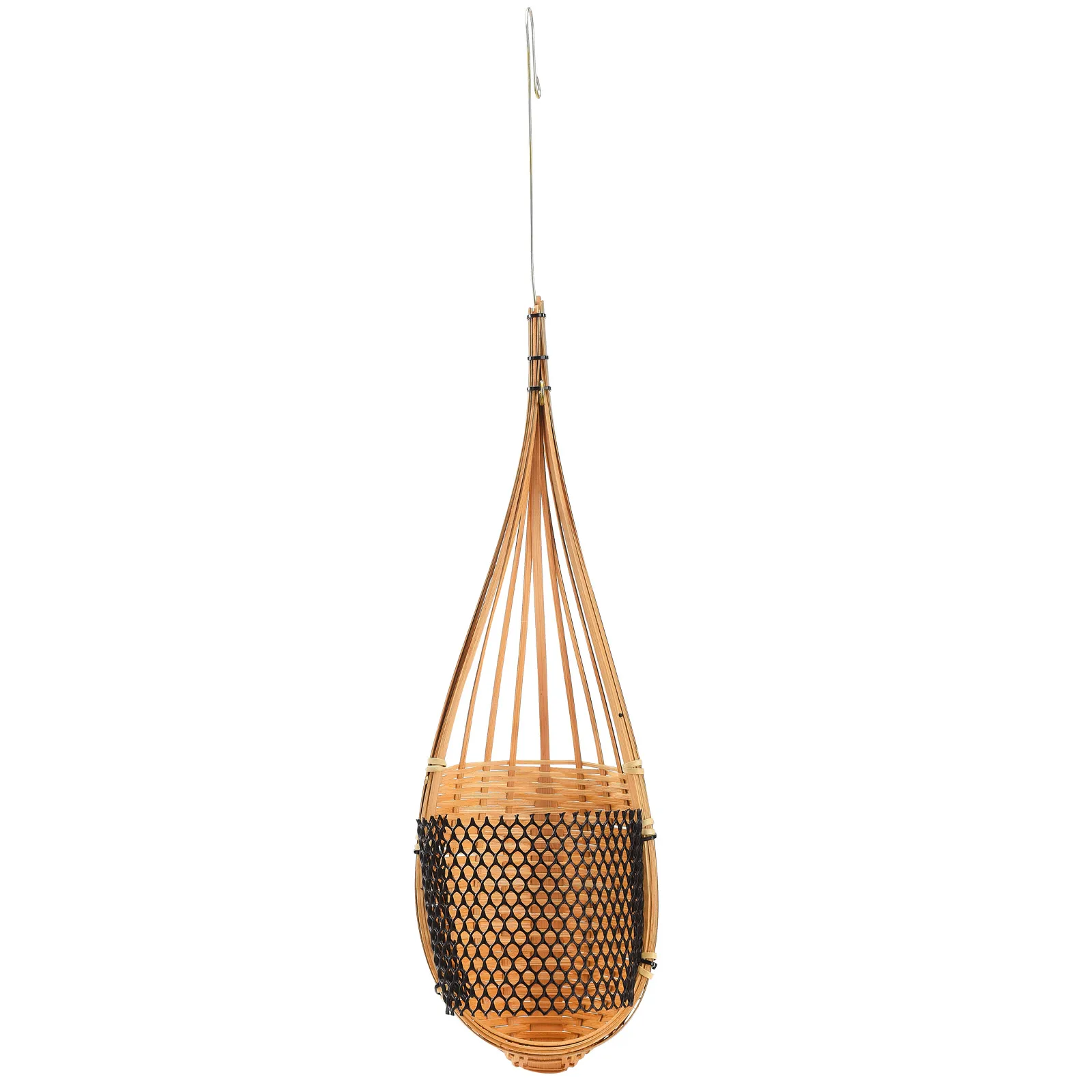 Ventilated Beige Orchid Pot: Bamboo Hanging Basket for Indoor & Outdoor Gardens