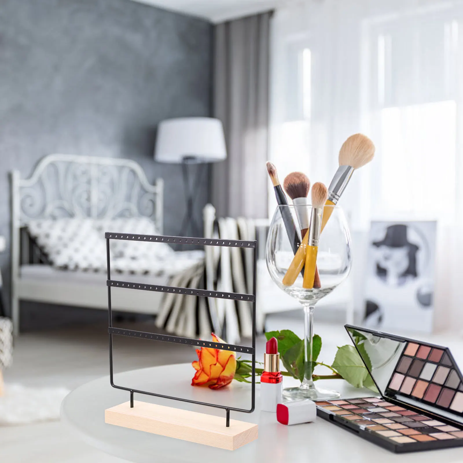 

1 шт., трехслойная подставка для ювелирных изделий, железный органайзер с 72 отверстиями, настольный держатель, стойка для хранения серег, ожерелья, ювелирных изделий