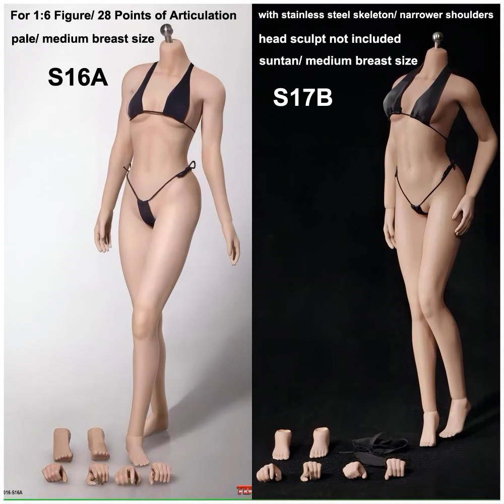 

TBLeague S16A S17B 1/6 Female Super Flexible Seamless Body narrow shoulde Medium Breast Suntan/Pale Action Figure Doll Toys