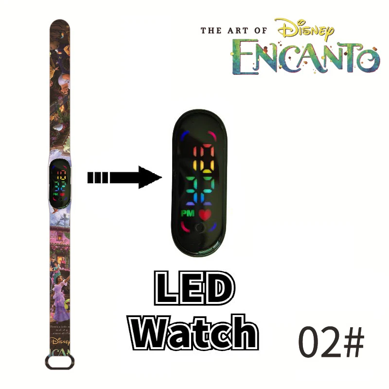 Disney Encanto Children Watch Anime Action Figure Silicone LED Waterproof Digital Bracelet Watch for Kids Birthday Gifts