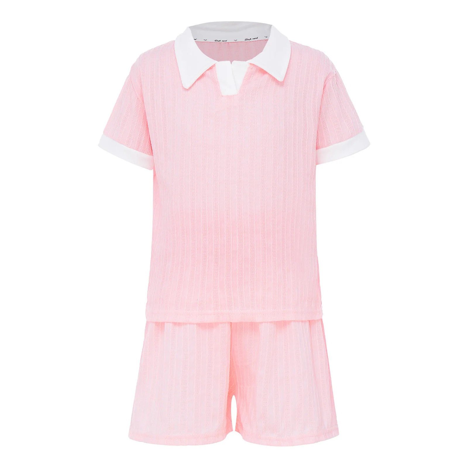 Summer School Holiday Daily Outfit Kids Clothes for Girls 2 Pcs Casual Tee And Shorts Set Lapel Short Sleeve T-shirt Shorts