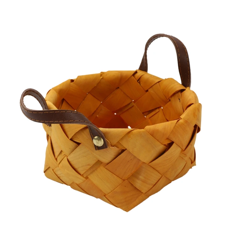 Keranjang penyimpanan buah roti tenun tangan, kotak penyimpanan Chip kayu nampan makanan bulat Jepang 2 buah dengan dekorasi rumah portabel