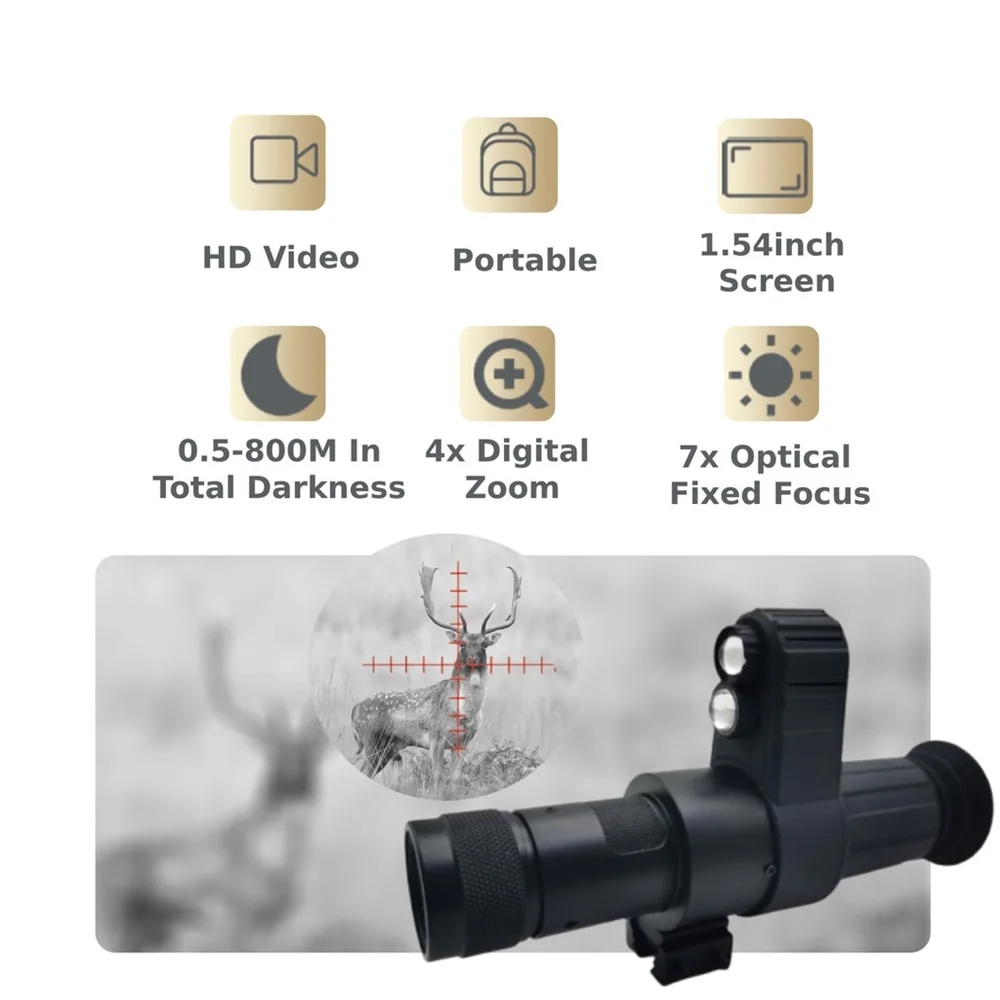 2025 4K HD IR Monocular –7x Digital Zoom, Crosshair Reticle, 32GB Storage, Waterproof For Hunting, Camping & Outdoor Adventures