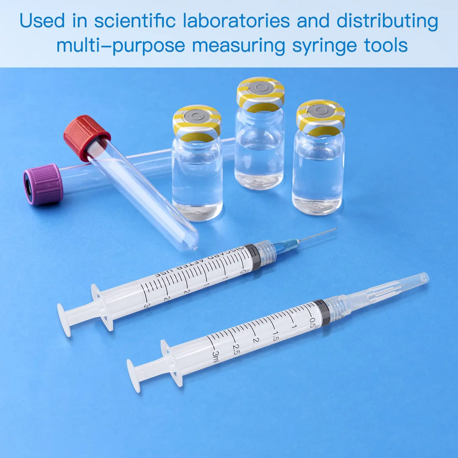 Individually Packed 100 Pack 3ml 23Ga Sterile Disposable Plastic Luer Lock Syringe Hypodermic Injection Syringe