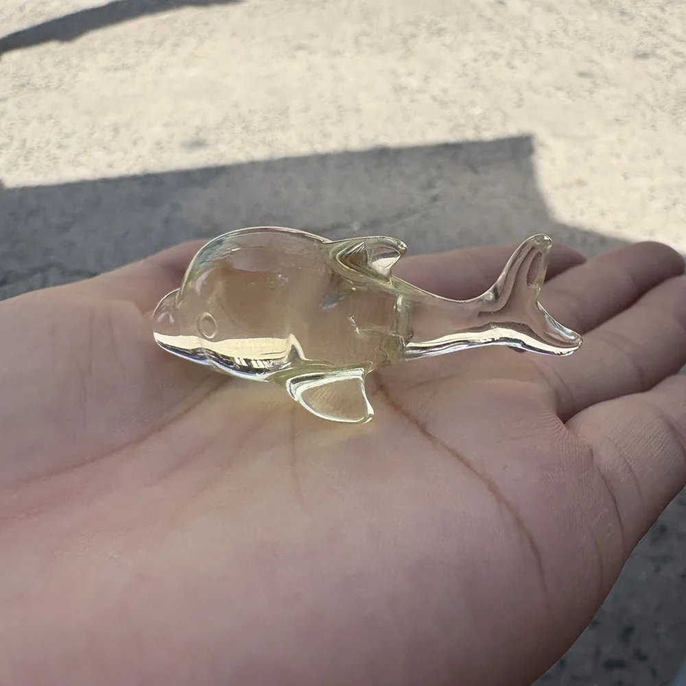 Custom Handcrafted Natural Citrine Dolphin Figurine - Gemstone Animal Statue Tabletop Decor for Healing