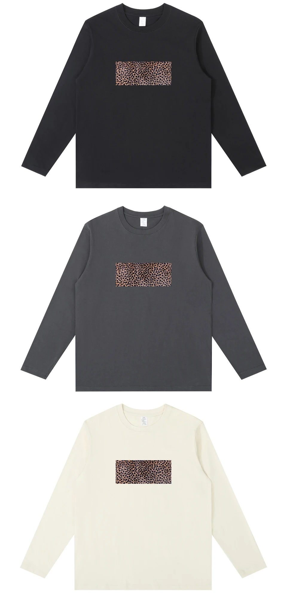 WAVLATII Neue Damen-Langarm-T-Shirts aus 100 % Baumwolle, Leopardenmuster, 230 GSM, lässige T-Shirts, Damen-Streetwear, Frühling/Herbst-Oberteile – Detail 2