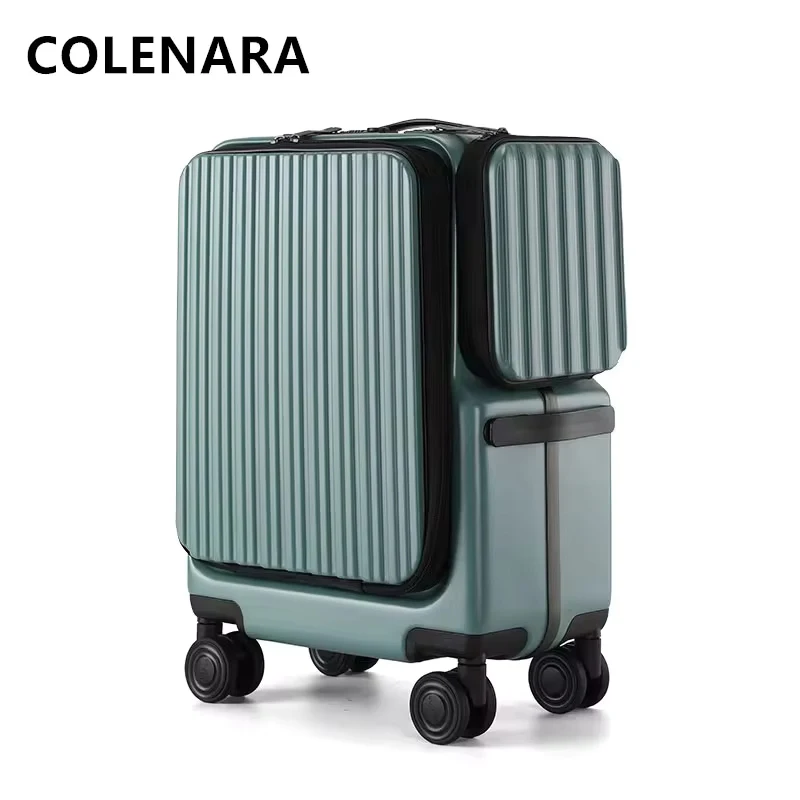 COLENARA Travel Luggage 20 Inches PC Boarding Box Front Opening Laptop Trolley Case Multi-function USB Charging Suitcase