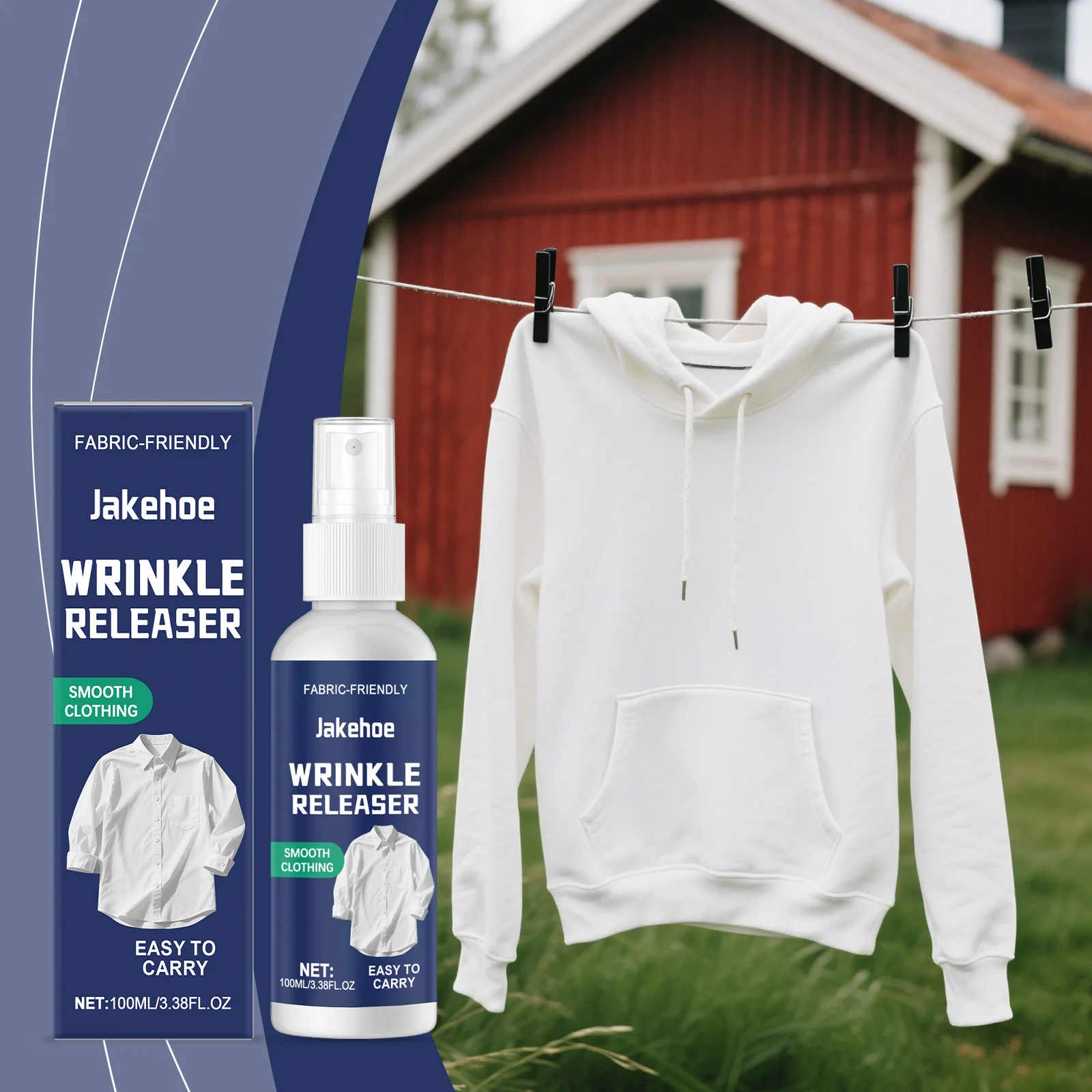 

JAKEHOE Wrinkle Release Spray Quickly Smoothing Wrinkles Softening Clothes Reduce Ironing Time Saving You Time Fabric Care Spray