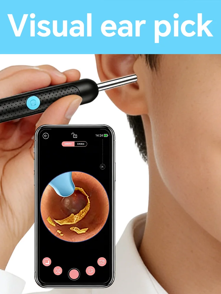 

Ear Cleaning Otoscope with Ear Wax Removal Tool WiFi Endoscope 4.2mm 1080P Ear Picker Camera with Ear Spoon Base for iOS/Android