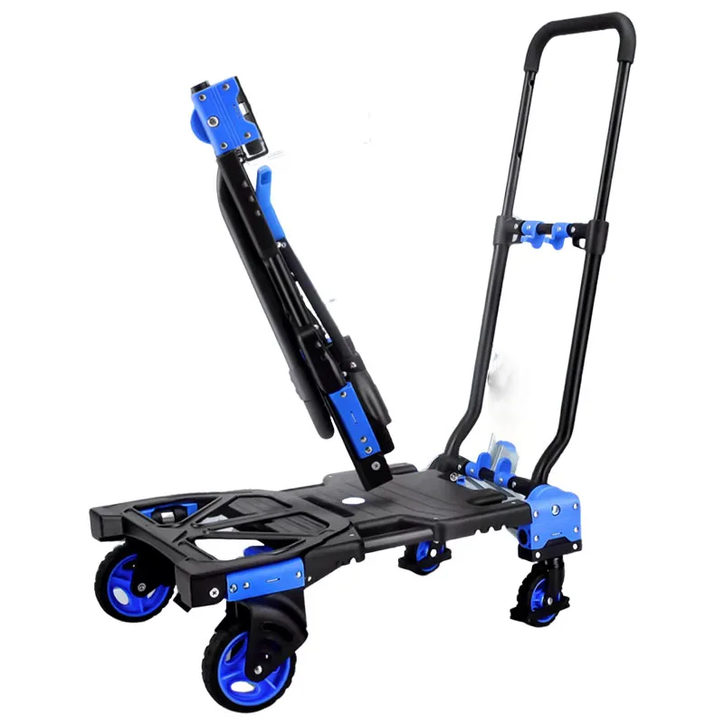 Household Trolley Folding Portable Four-Wheel Flatbed Truck Multifunctional Folding Trolley