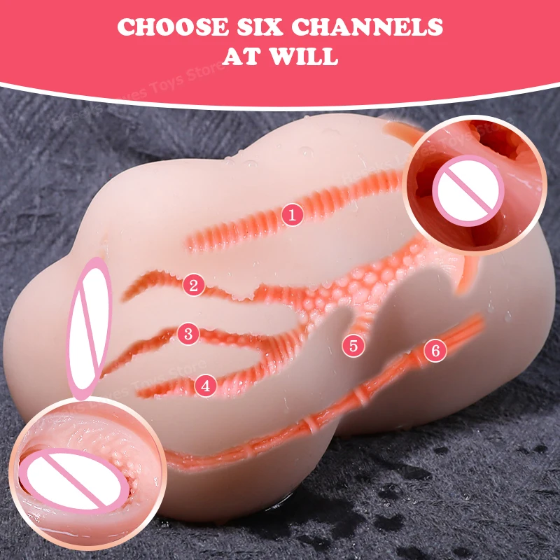 HESEKS 6 Holes Pocket Pussy Realistic Vagina And Anal Sex Toys for Men Penis Stimulator Pocket Cup Male Masturbatior