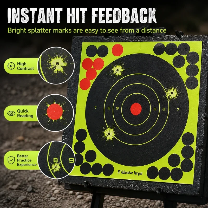 50/100/150/200/250PCS Self-Adhesive Splatter Reactive Target Stickers Visible Hit Mark Target Paper for Outdoor Hobby