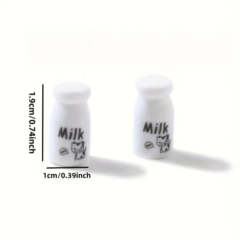 10 Mini Milk Bottle Resin Ornaments - 3D DIY Craft Accessories for Phone Cases, Jewelry Making, Keychains, Scrapbooking - Durabl view 2
