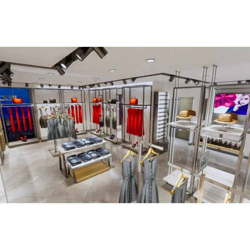custom.Retail Garment Store Clothing Shop Display Stand Women Clothing Shop Rack Ladies Clothing Shop Interior Design