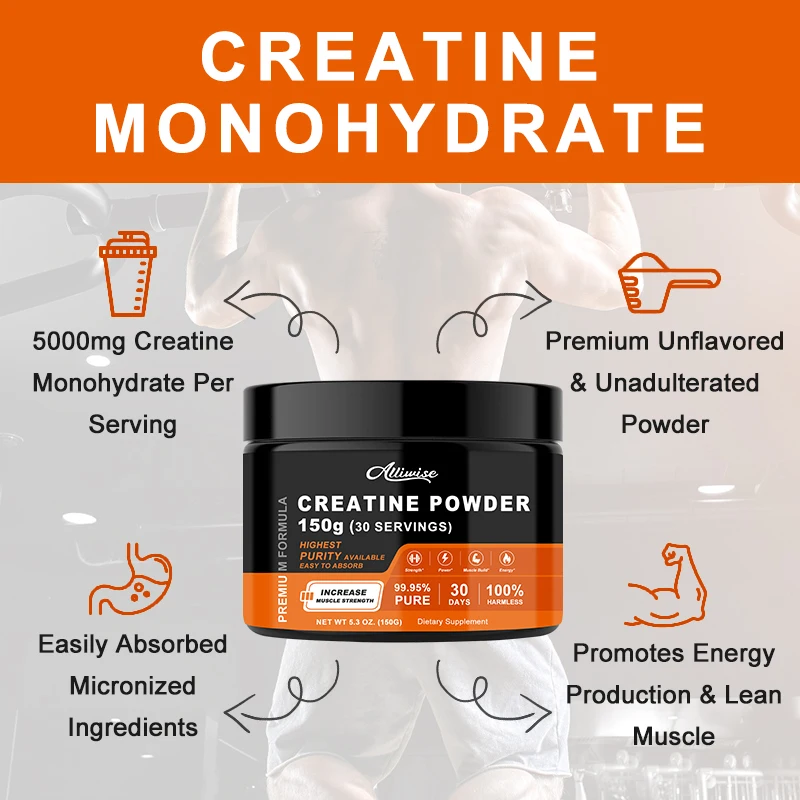 Alliwise Creatine Powder Nutritional Supplements for Pre Workout, Muscle Building&growth Supports Sport Energy and Strength