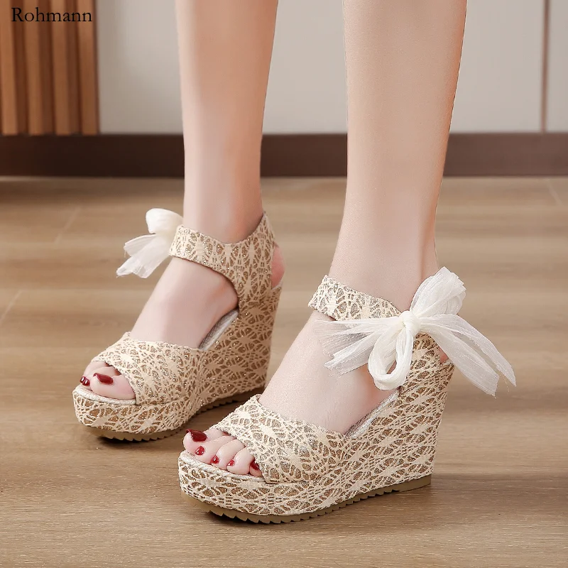 

2025 Women's Open-Toed Strap Heels Fashion Parties And Weddings Summer Wedge-Heeled Sandals