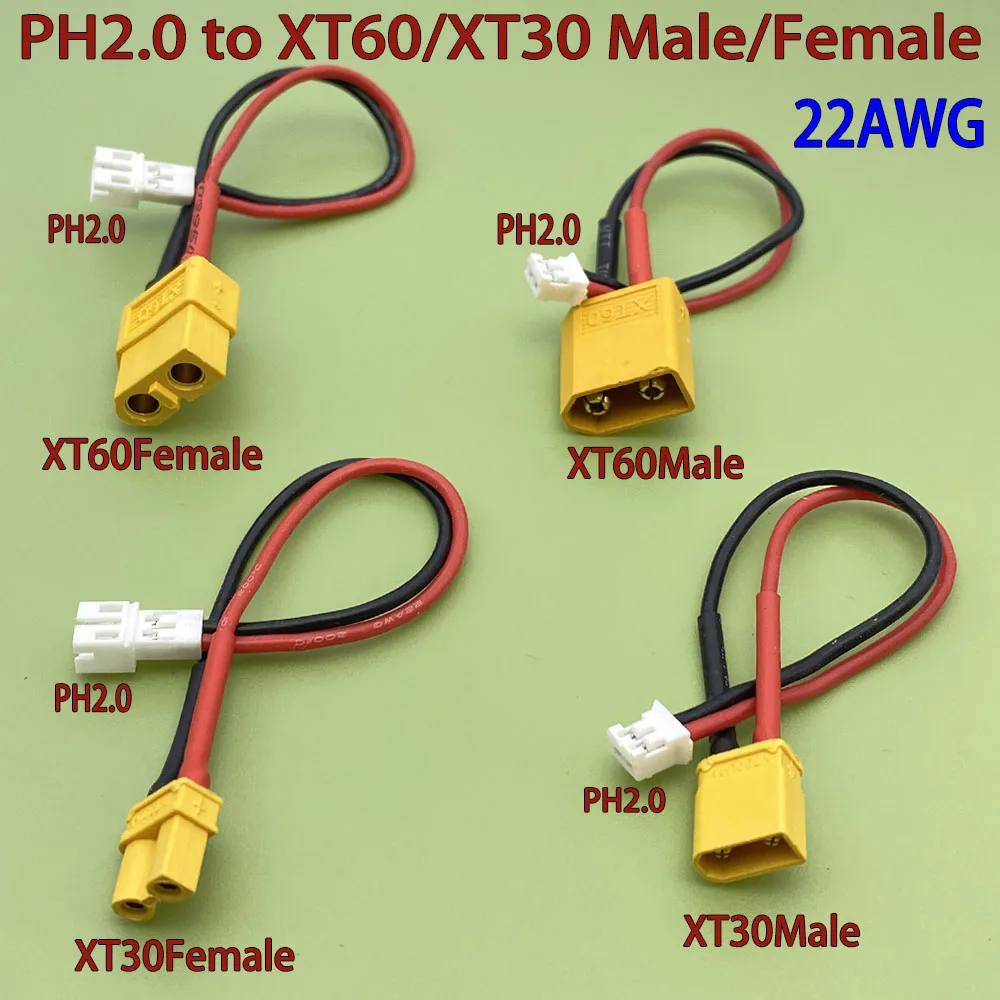 PH2.0 to XT60/XT30 plug Battery Charging Adapter Cable Cord Female Male Plug to PH2.0-M XT60-F XT30-F High Current Connector