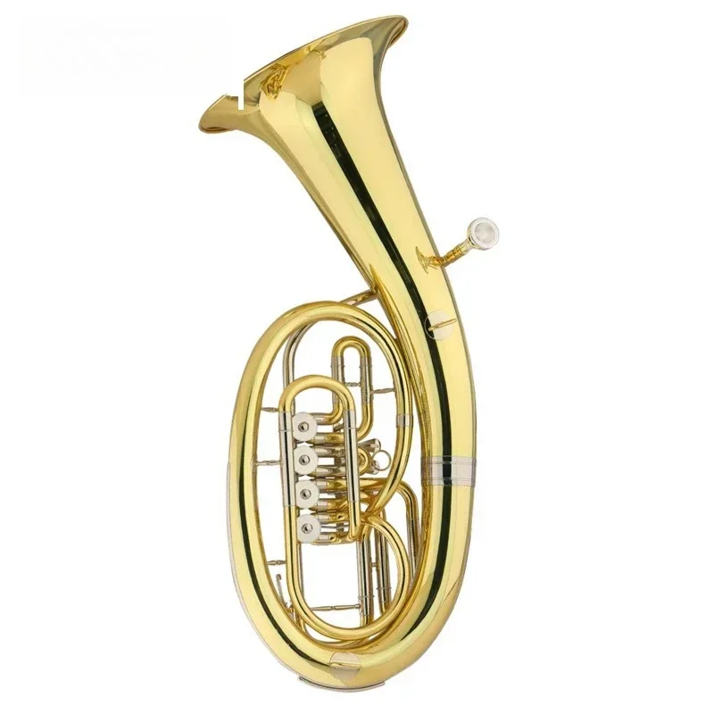 

Flat keys on the bass horn, the school wind band professional orchestra plays the horn change