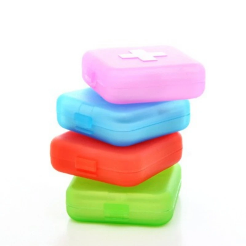 Compact 4 Slot Square Storage Box, Portable Plastic Organizer for Pills, Coins & Small Trinkets