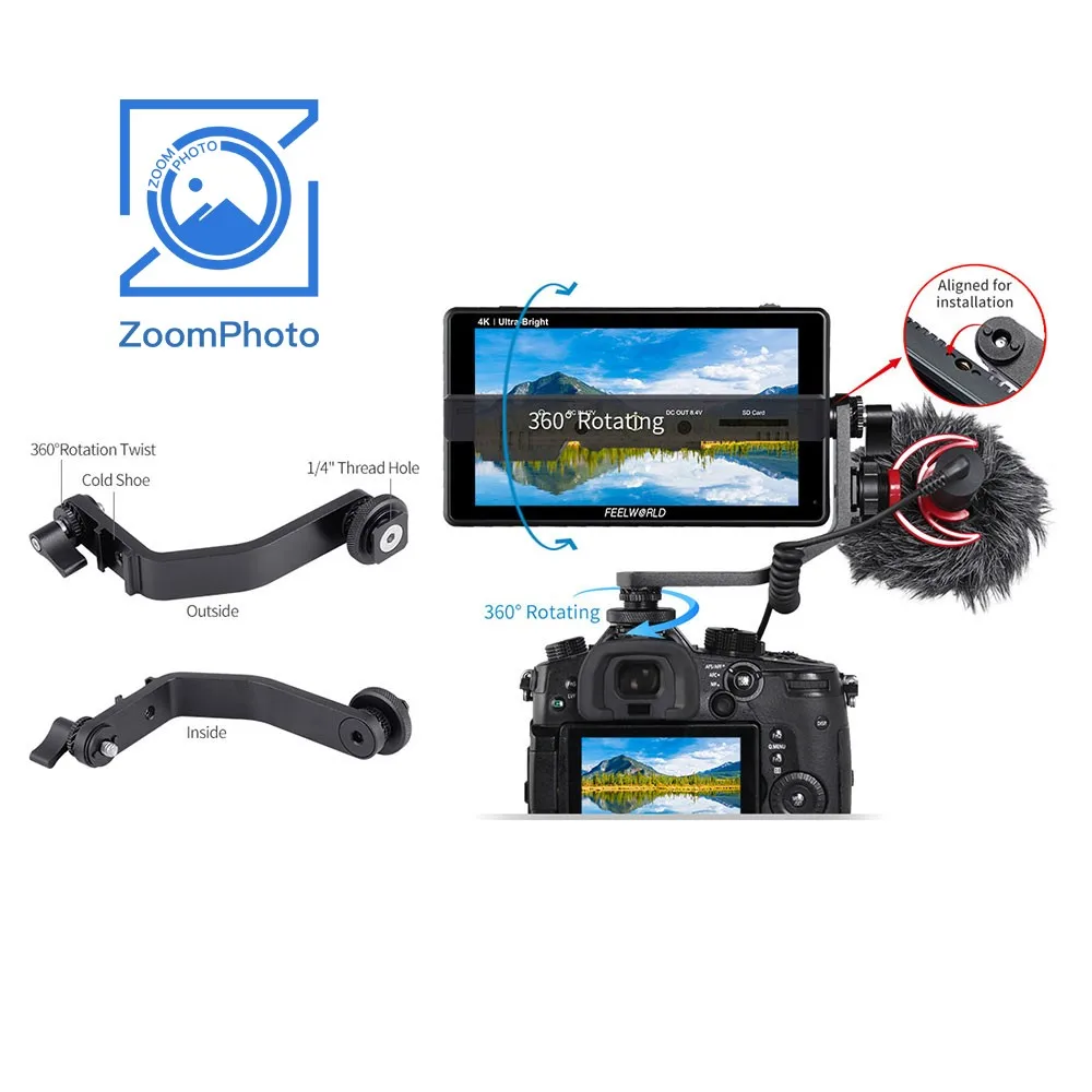 Feelworld LUT6S 4K DSLR Camera Monitor 6" Ultra-Bright Touch Screen with HDR Waveform for Stabilizer