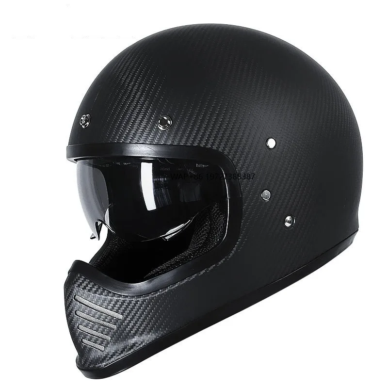 Go-kart Full-Face Retro Helmet for Men and Women eletric scooter Motorcycle Carbon Fiber Cruiser Full-Face Riding Helmet