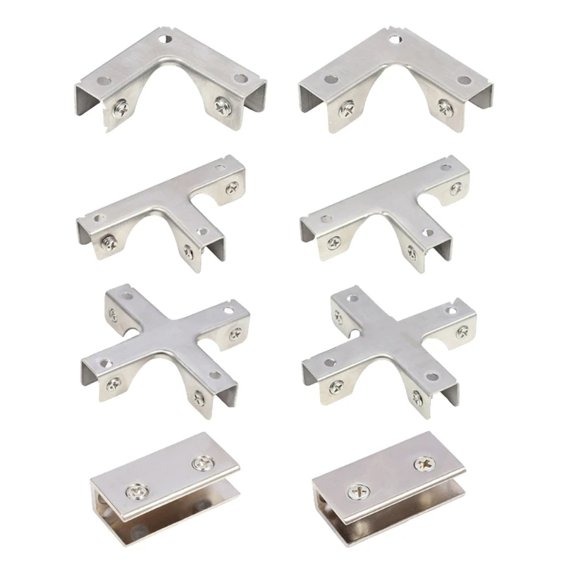 Glass Panel Brackets L Edgeless Cube Connectors Glass Shelving Hardware Securing Clamps for Aquariums & Cabinets