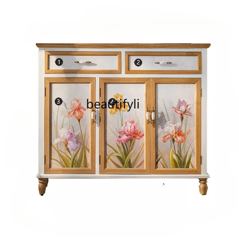 

Solid wood painted living room Entrance cabinet American pastoral home study bedroom entrance foyer storage