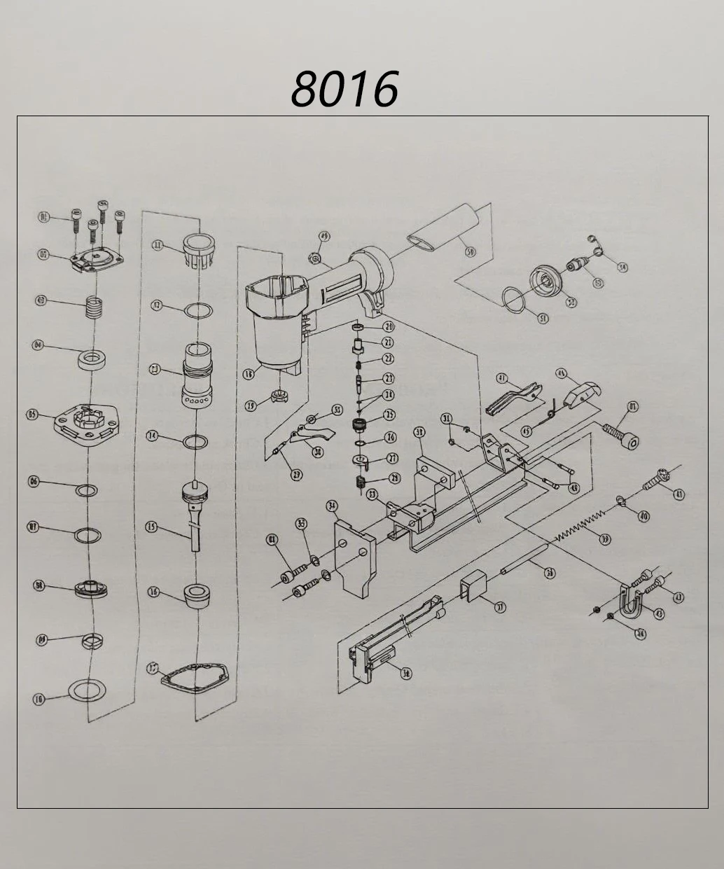 エアステープラー メインピストンユニット 8016 クラウンネイラー部品 空気圧ステープラー アフターマーケット用