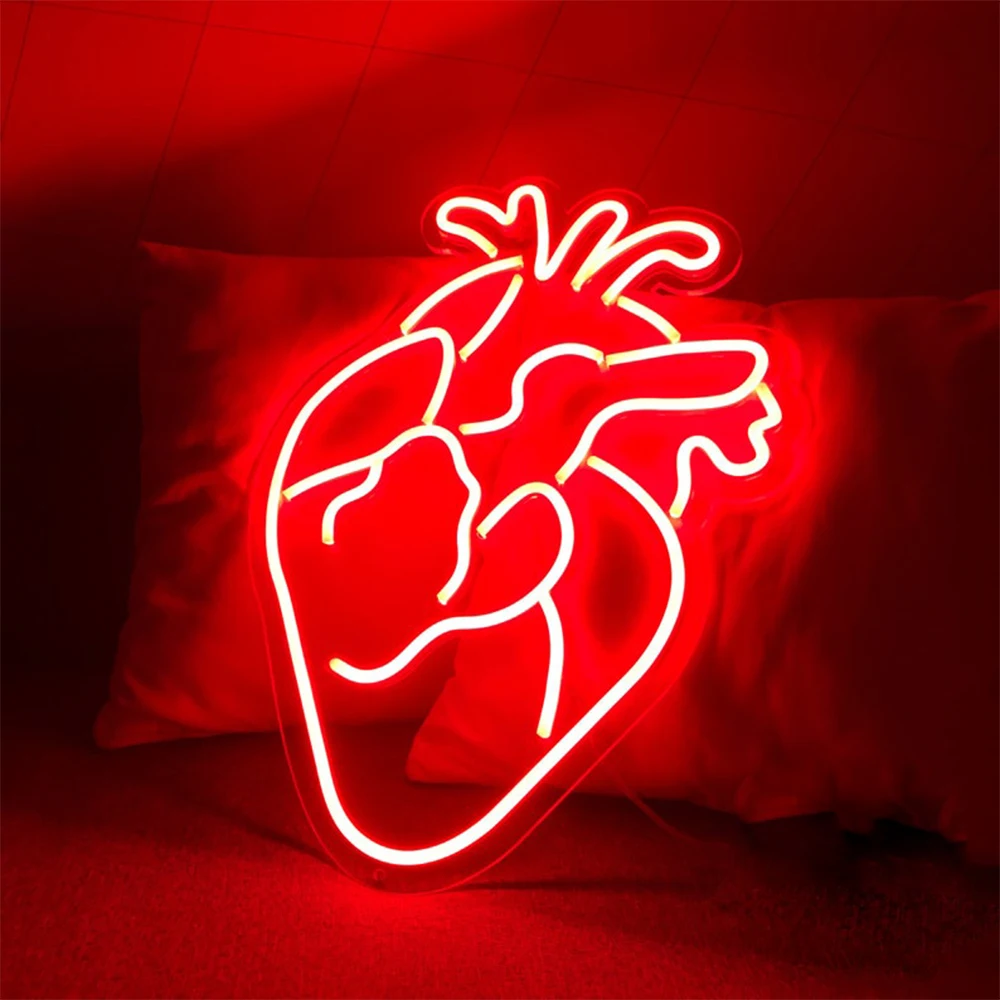 Human Heart Custom Neon Sign LED Light Bar Bedroom Office Store Wall Decoration LED Neon Art Wall Hangings Signboard Lamps