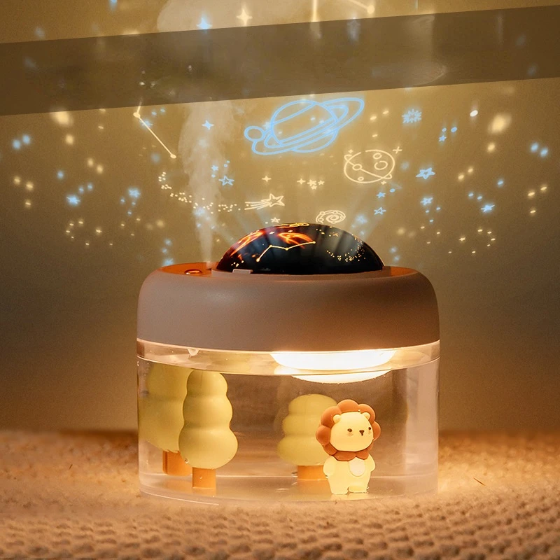 5v 7w 500ml Cartoon Rotate Projection Spray Humidifier starry sky three-color Night light Landscape USB charging 35-55ml/h