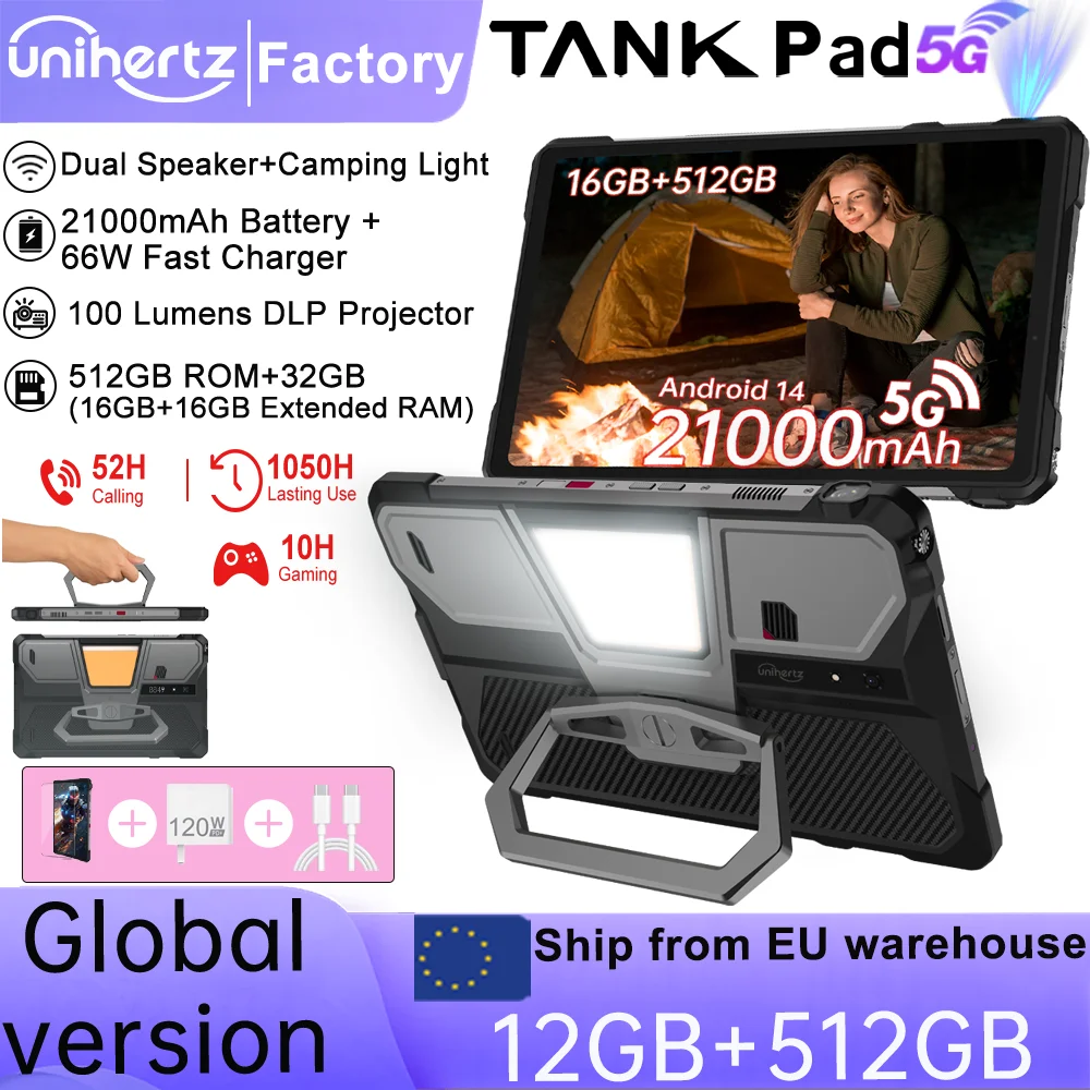 Unihertz Tank PAD by 8849 Rugged Projector Tablet 21000mAh 10.95
