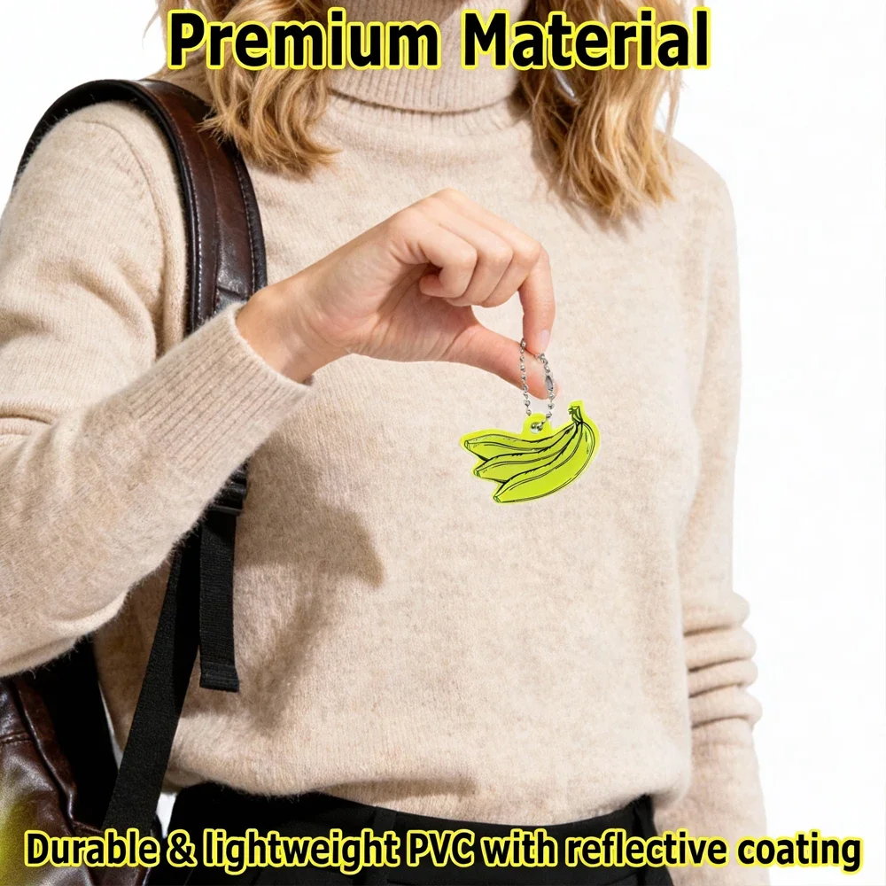 Reflective Banana Keychain: Fruit-shaped, Universal Accessory for Backpacks and Pet Collars, Making Nighttime More Visible.