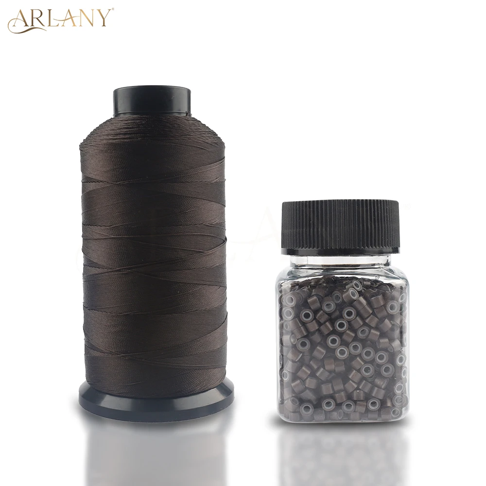 ARLANY 1000 Stuks Micro Ringen Links Kralen Inslag Extension Kit Met Nylon Gebonden Naaigaren Voor Naai-In Inslag haarverlenging