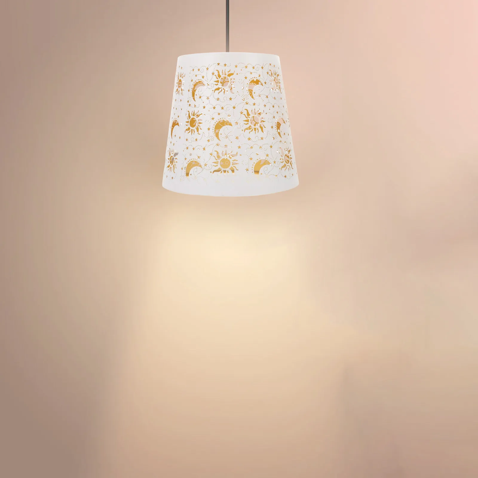 Metal Engraved Hollow Lampshade Decorative Pendant Lamp Shade Star Moon Design for Living Room Bedroom Hotel Lighting Easy