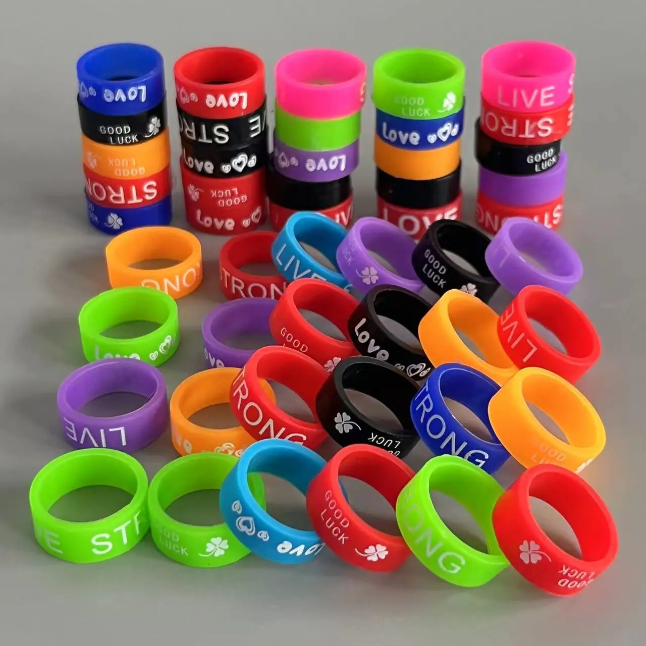 Anel colorido haste anti-skid anel estilingue alça siliicone faixa de borracha 18mm parar haste anel em forma de o vara de pesca ferramentas peças