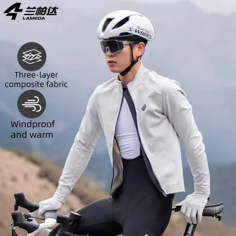 

Lameda Cycling Coat 5-15 ℃ Windproof Warm Cycling Jacket Fleece For Autumn/winter Mtb Men's High Quality Tops With Multi-pocket