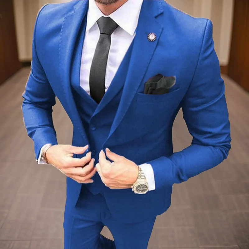 

Slim Fit Groom Tuxedos for Wedding Formal Men Suits 2024 Notch Lapel Prom Dinner Best Man Costume 3 Pcs (Jacket+Pants+Vest)