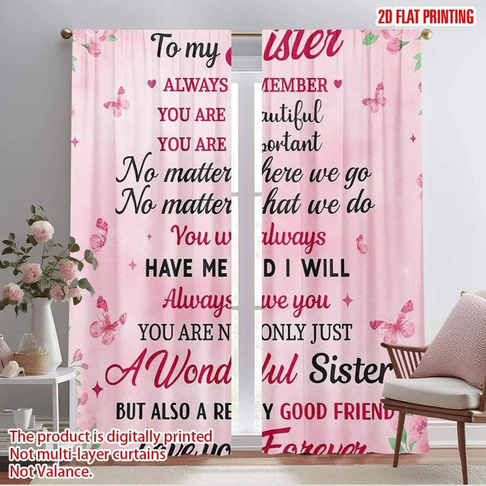 2pcs,2D plane printing Curtain Fabric Sisterly Bond(1) Polyester Woven (without rod) Outdoor Decorations Perfect for Living