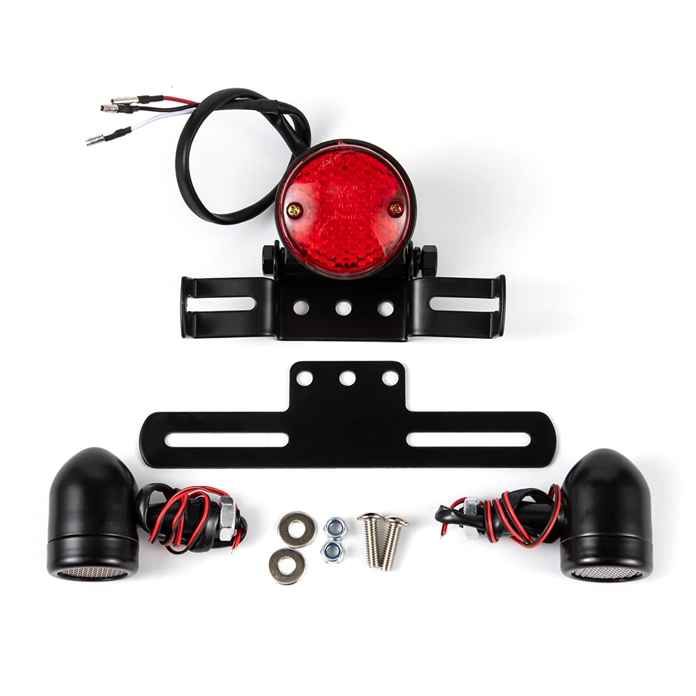 

Motorcycle Universal License Plate LED Light Frame Holder Tail Rear Turn Signal Light Bracket Mount Accessory For Harley Honda