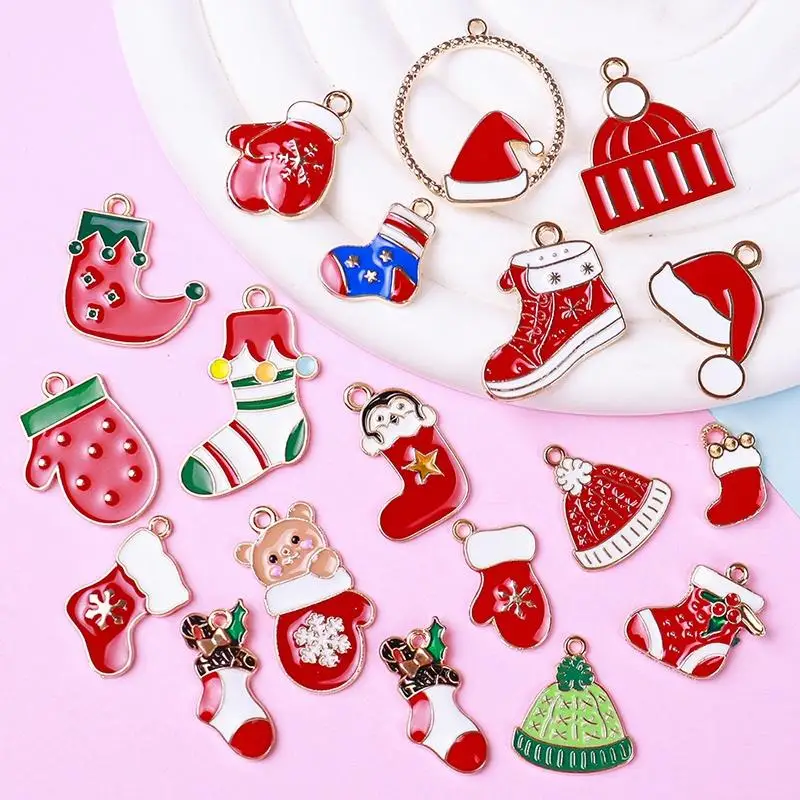 Weihnachts-Emaille-Anhänger, 10/20/50 Stück, sortiert, für die Herstellung von Schmuck, Weihnachtsgeschenk für Bastler – Detail 10
