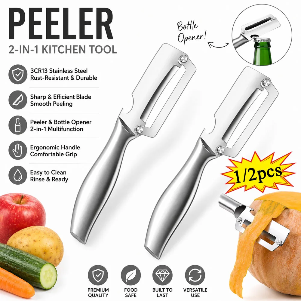 Stainless Steel Kitchen Peeler All Steel Handle Multi-Function Kitchen-Specific Peeler for Slicing Fruit and Vegetables